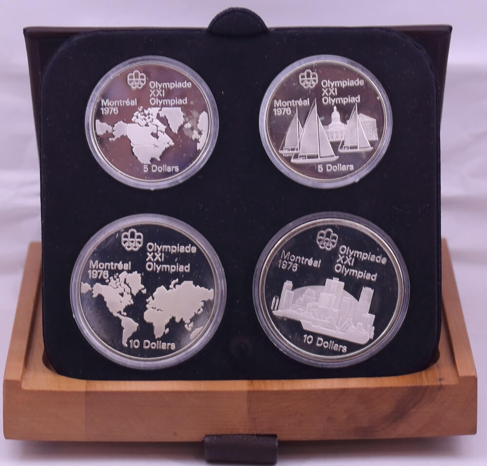 Canada 1974 Set of 4 Silver $5 and $10 Coins Proof - Montreal Olympics (Series I)
