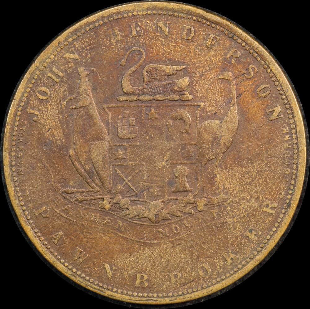 1874 Henderson Copper One Penny Token A# 218 good Fine
