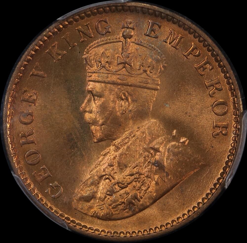 India (British) 1935-C Copper Quarter Anna P# 675 PCGS MS65RD product image