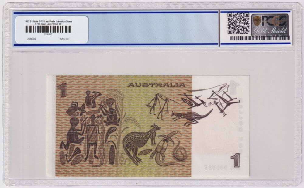 1982 $1 Note DPS Last Prefix Johnston/Stone R78L Gem Unc PCGS 66