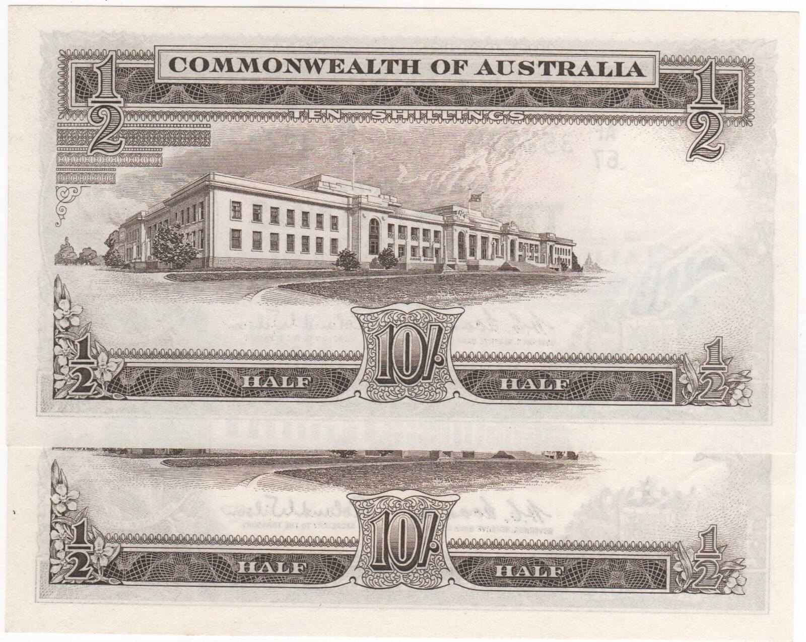 1961 Ten Shilling Consecutive Pair Coombs/Wilson R17 good EF product image