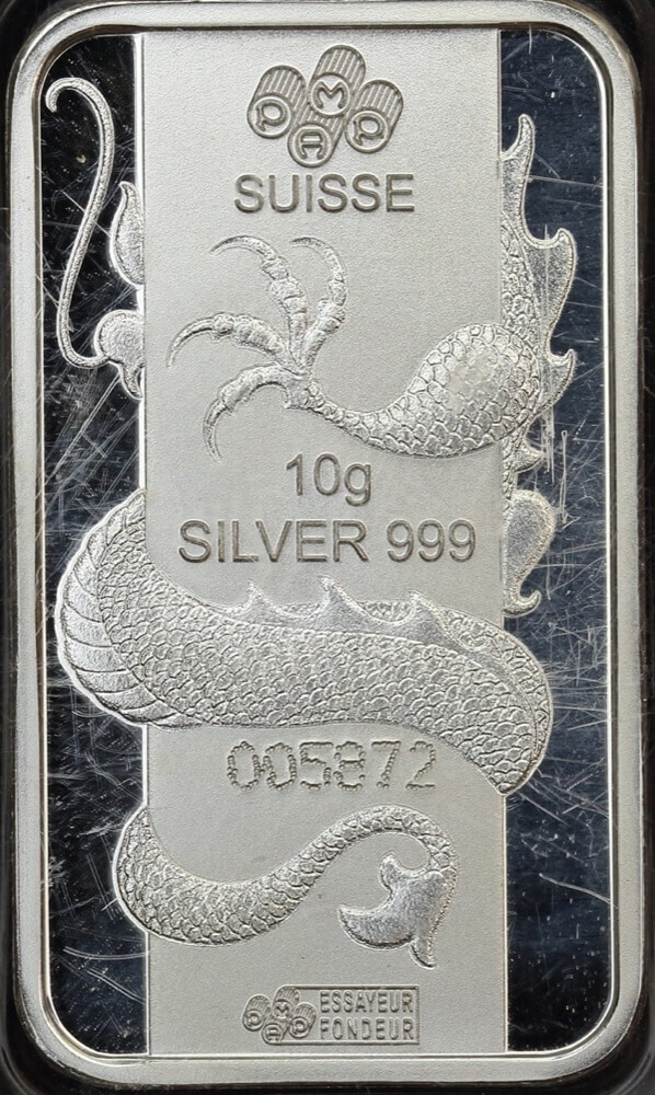 PAMP Silver 10g Ingot 2012 Lunar Calendar Series