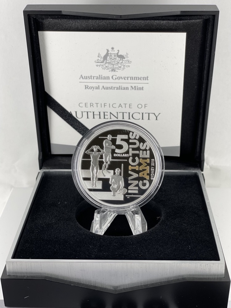 2018 Silver 5 Dollar Gold Plated Proof Coin Invictus Games product image