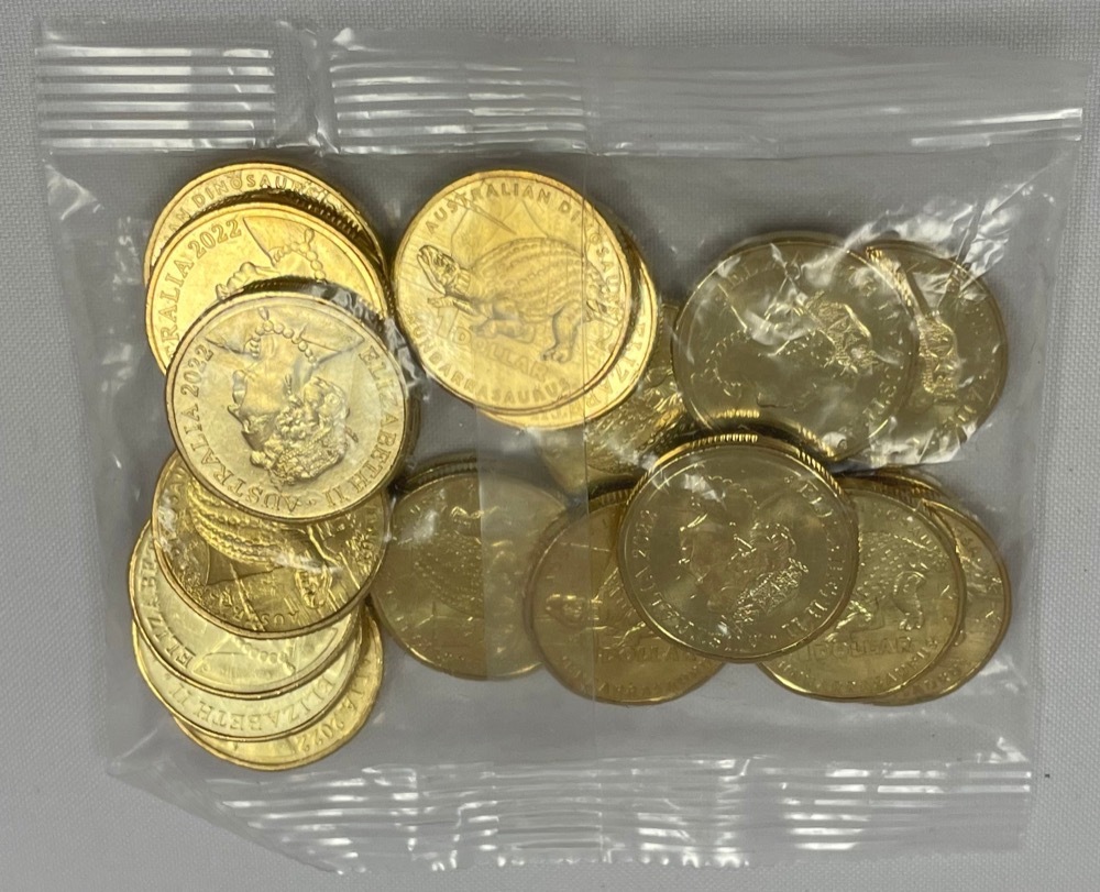 2022 $1 Security Bag of 20 Coins Australian Dinosaurs Kunbarrasaurus Ieversi product image
