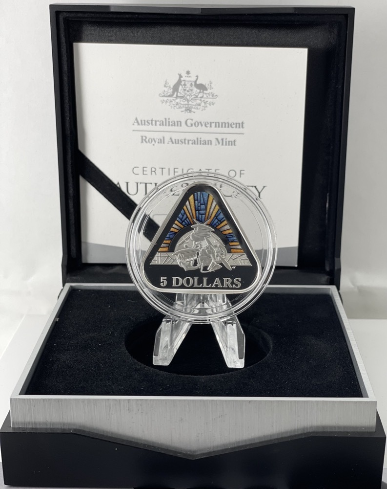 2018 Silver 5 Dollar Triangular Proof Coin Land Sea Air product image