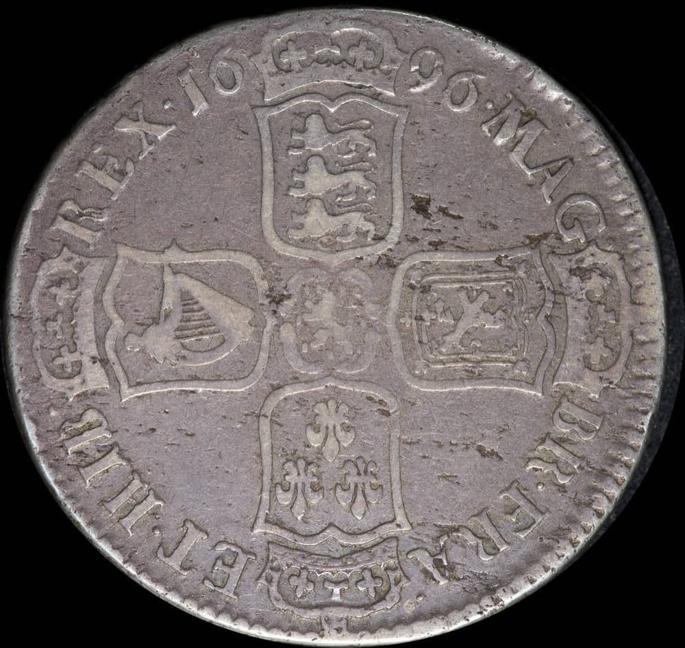 1696 Silver Half Crown William III Bristol S#3482 Fine product image