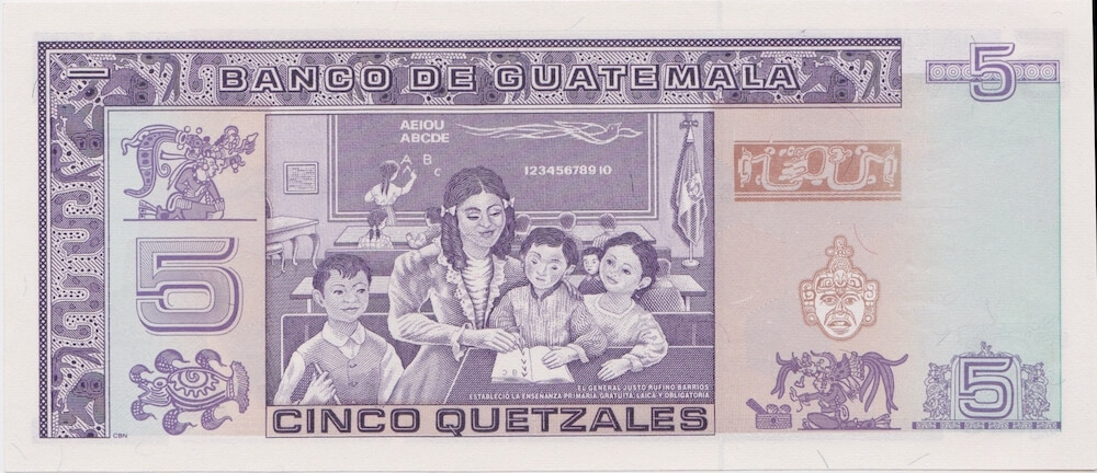 Guatemala 1991 5 Quetzales P# 74b Uncirculated product image