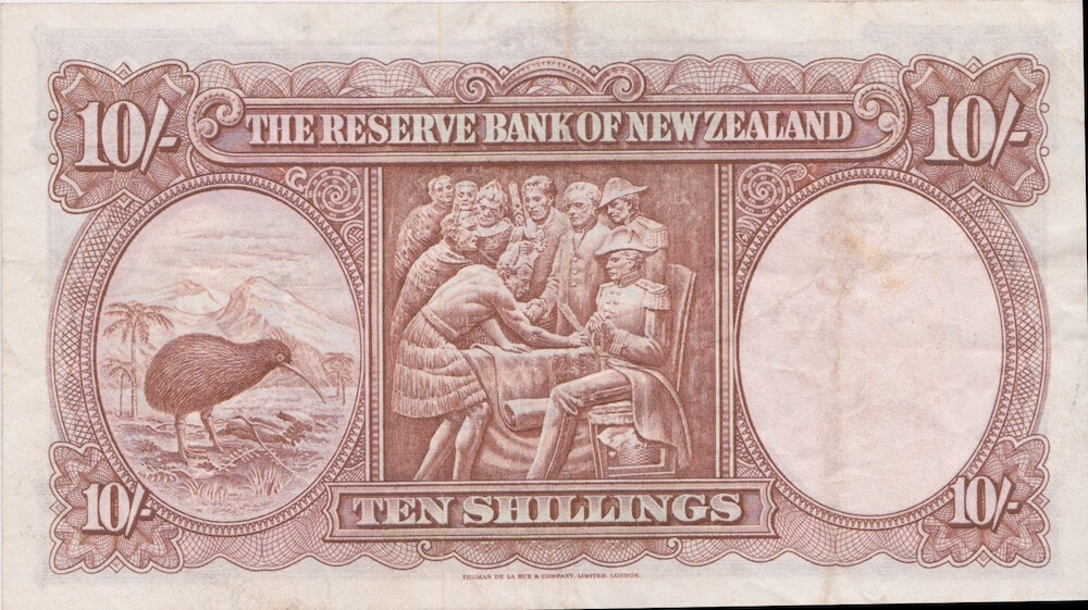 New Zealand 1956 10 Shillings P# 158d good VF product image