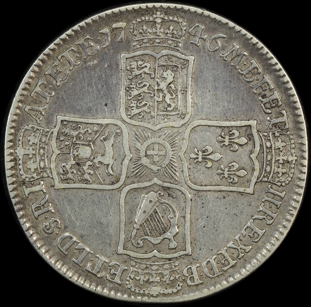 1746 Silver Half Crown George II S#3695a AVF product image