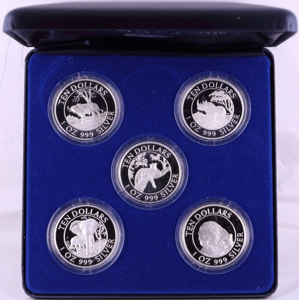 Zimbabwe 1996 Silver Proof Coin Set Wildlife Sterling & Currency