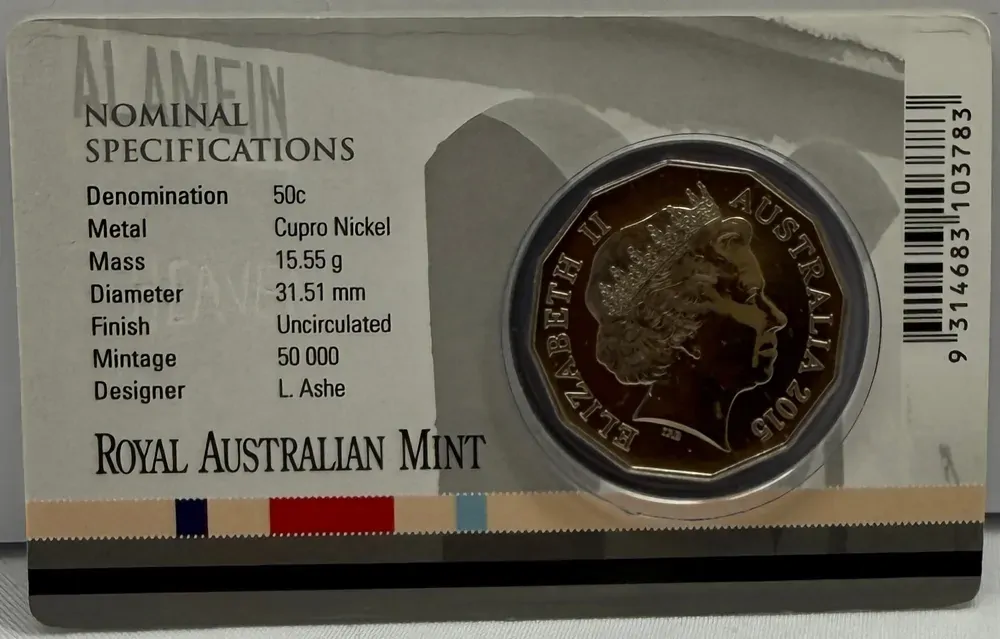 2015 50 Cent Uncirculated Coin Australia At War - El Alamein