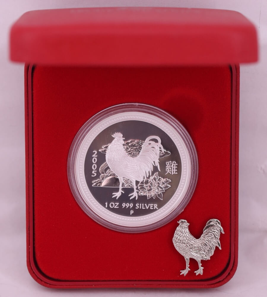 2005 Silver Lunar One Ounce Proof Coin - Year of the Rooster product image