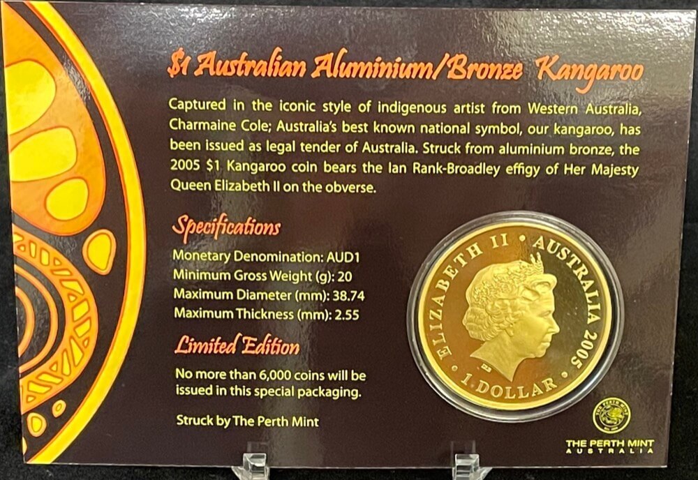 2005 1 Dollar Kangaroo Uncirculated Coin Indigenous product image
