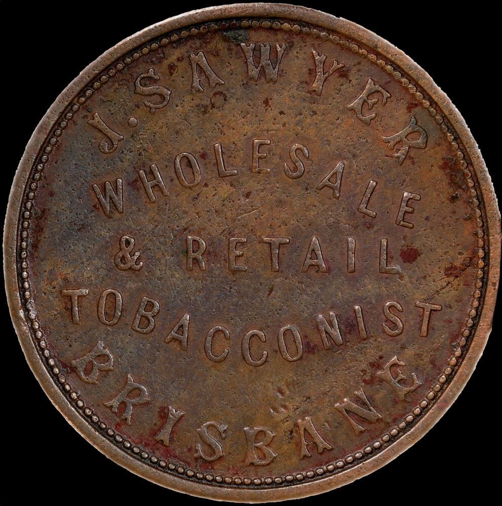 J Sawyer Copper Penny Token 1864 A# 469 Extremely Fine