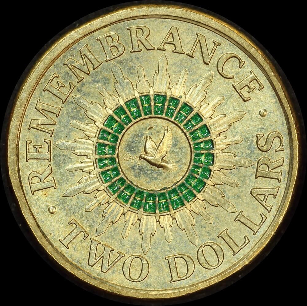 2014 2 Dollar Remembrance Green Dove Unc Sterling & Currency