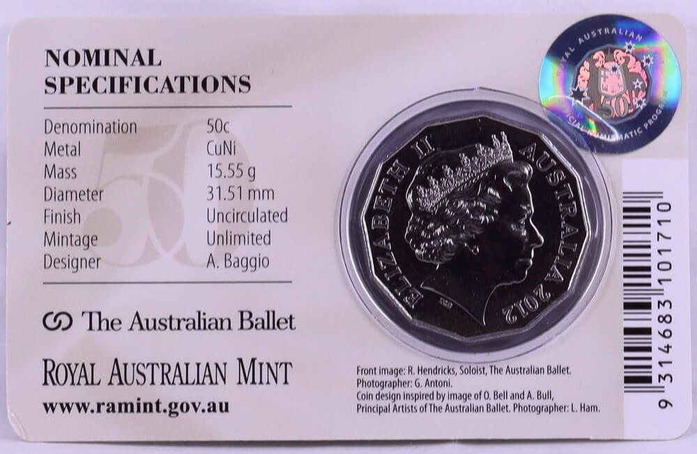 2012 50 Cent Uncirculated Coin Ballet 50th Anniversary