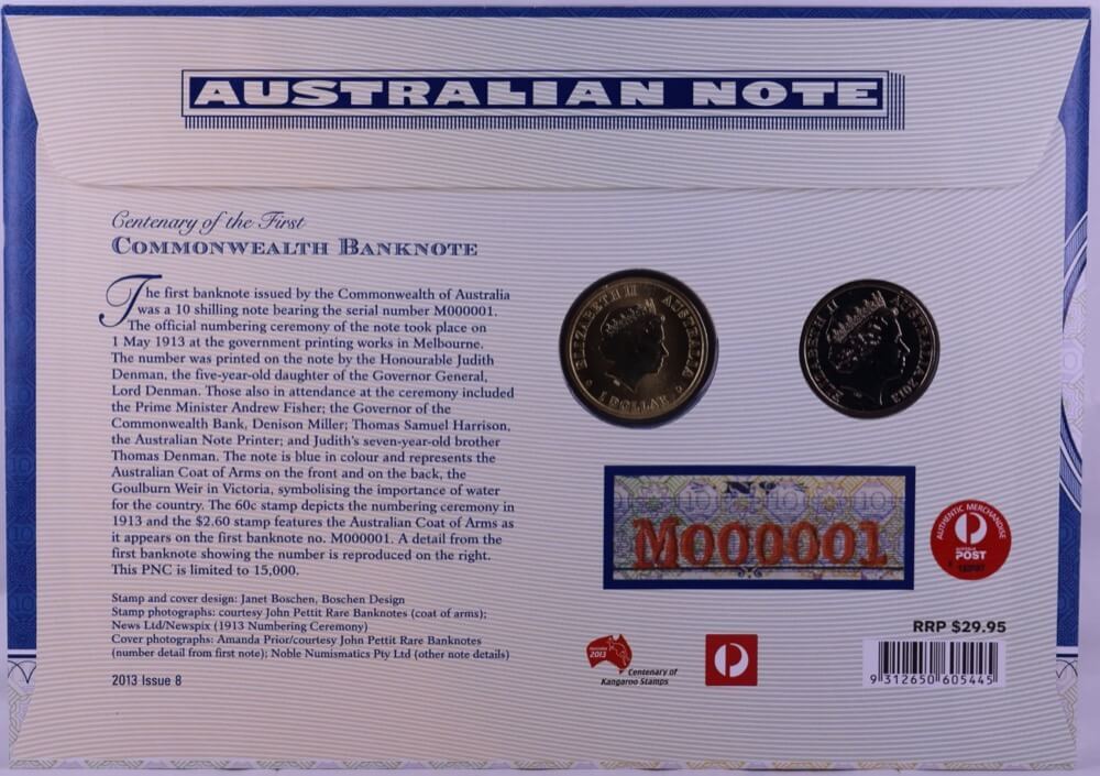 Australia 2 Coin PNC 2013 Centenary of the First Commonwealth Banknote