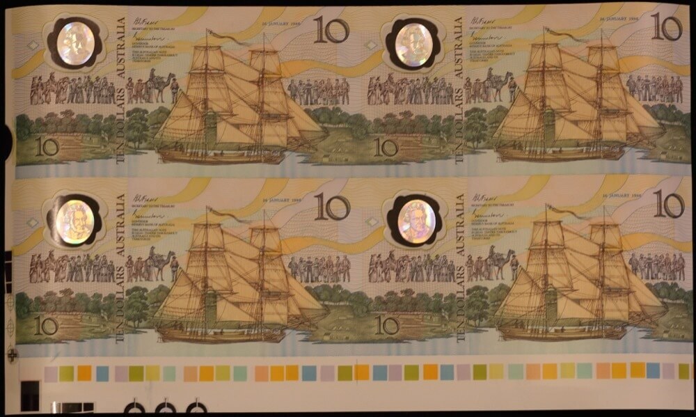 1988 Ten Dollars Uncut Block of Four