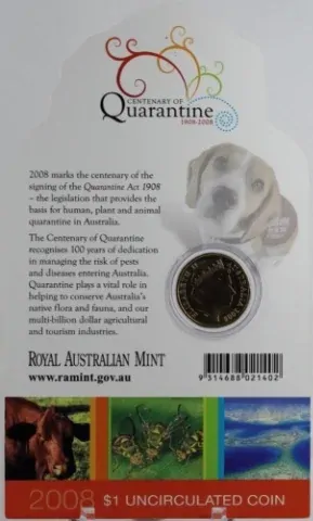 2008 1 Dollar Uncirculated Coin 100 Years of Quarantine