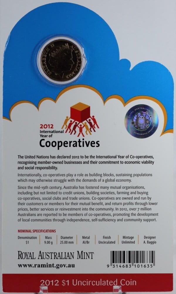 2012 1 Dollar Uncirculated Coin Year of Co-Operatives product image