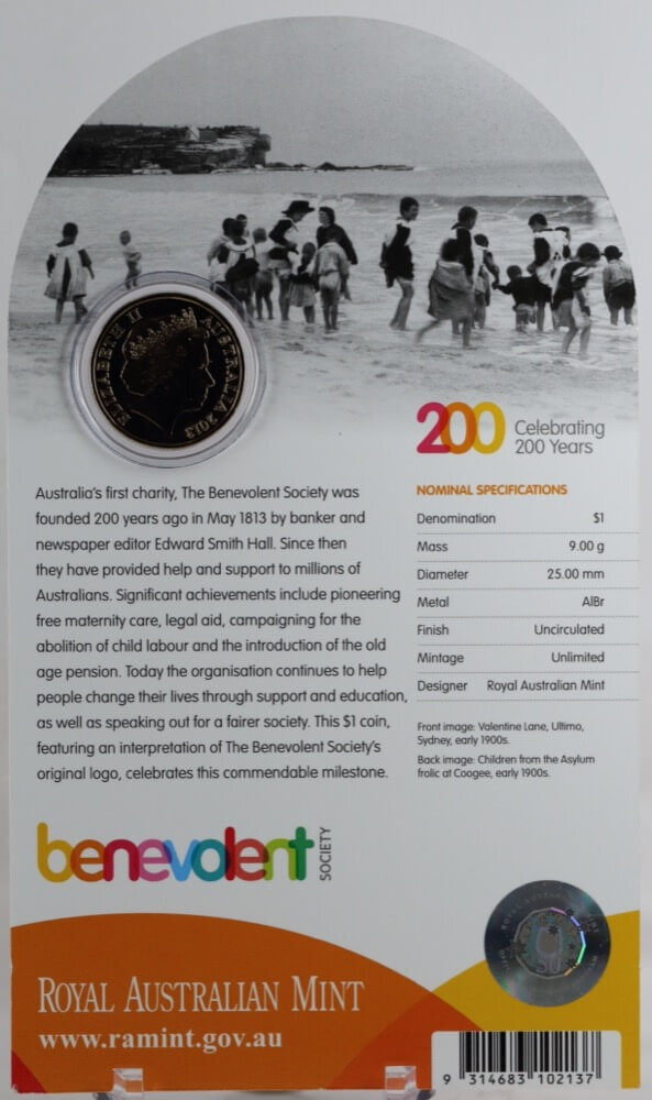 2013 1 Dollar Uncirculated Coin 200 Years of the Benevolent Society product image