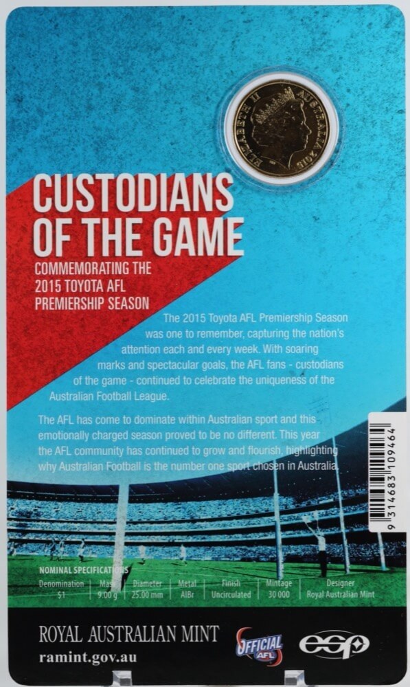 2015 1 Dollar Uncirculated Coin AFL Custodians of the Game