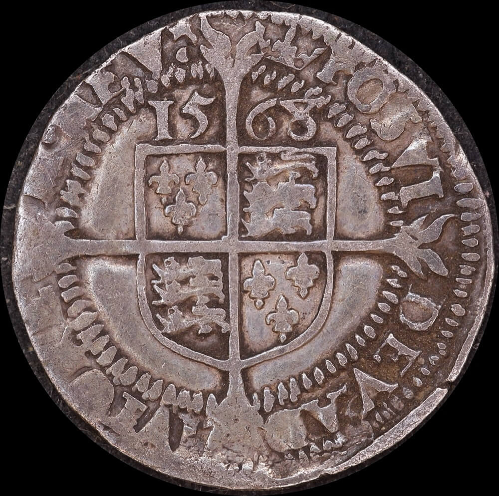 1568 Silver Threepence Elizabeth I S#2566 about VF