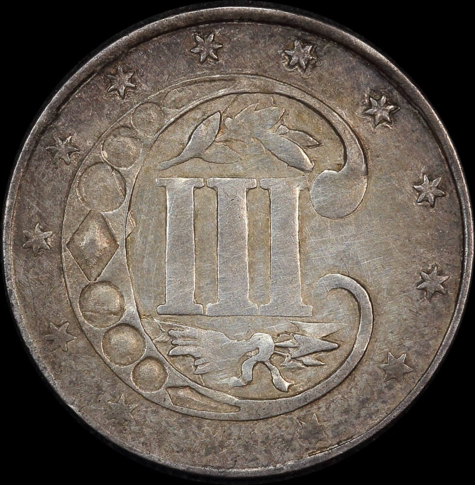 United States 1861 Silver 3 Cents KM# 88 good EF product image