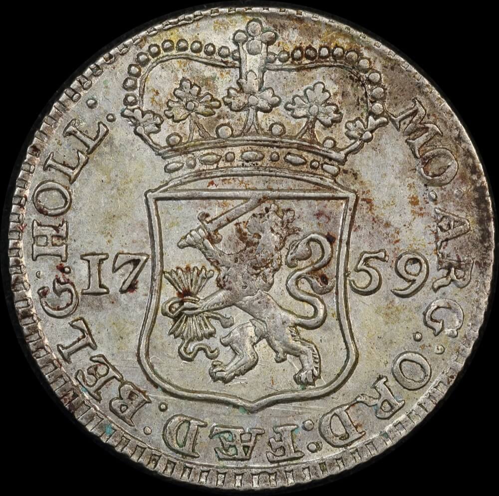 Netherlands (Holland) 1759 Silver 1/4 Guilder KM# 100 good EF product image
