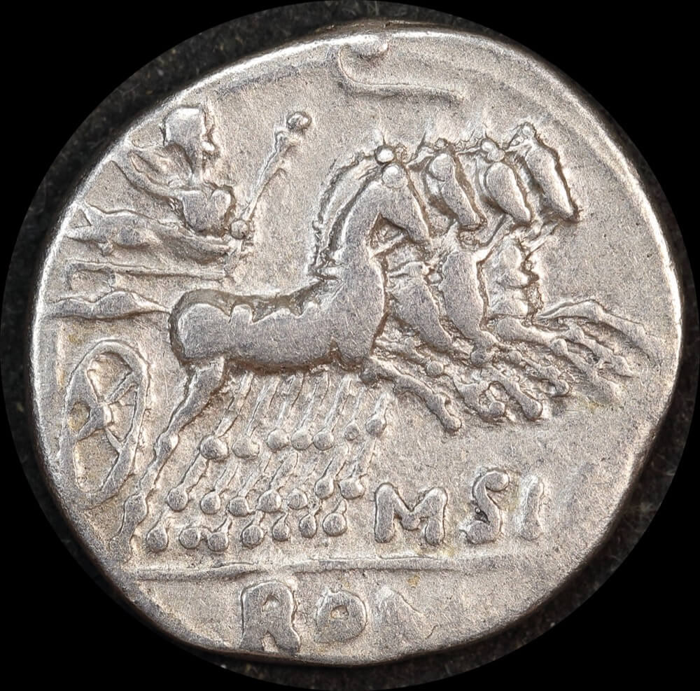 Ancient Rome (Imperial)  116 ~ 115BC Q. Curtius Silver Denarius Jupiter  RRC 285/2 Very Fine