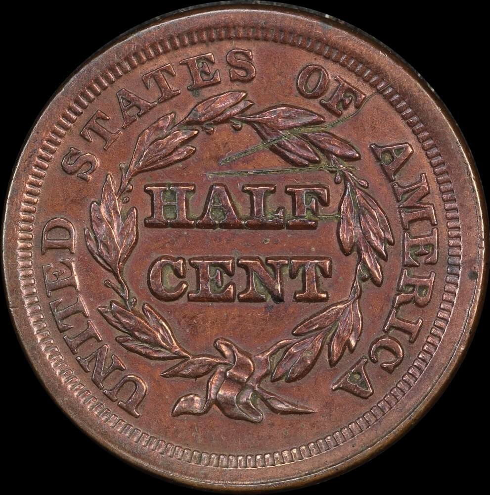 United States 1853 Copper Half Cent KM# 70 about EF product image