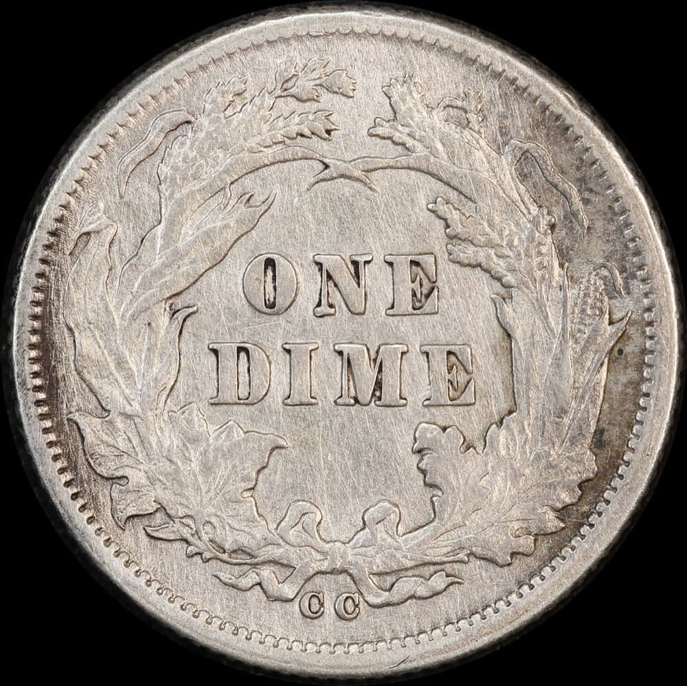 United States 1877-CC Silver Seated Liberty Dime KM# A92 Extremely Fine product image