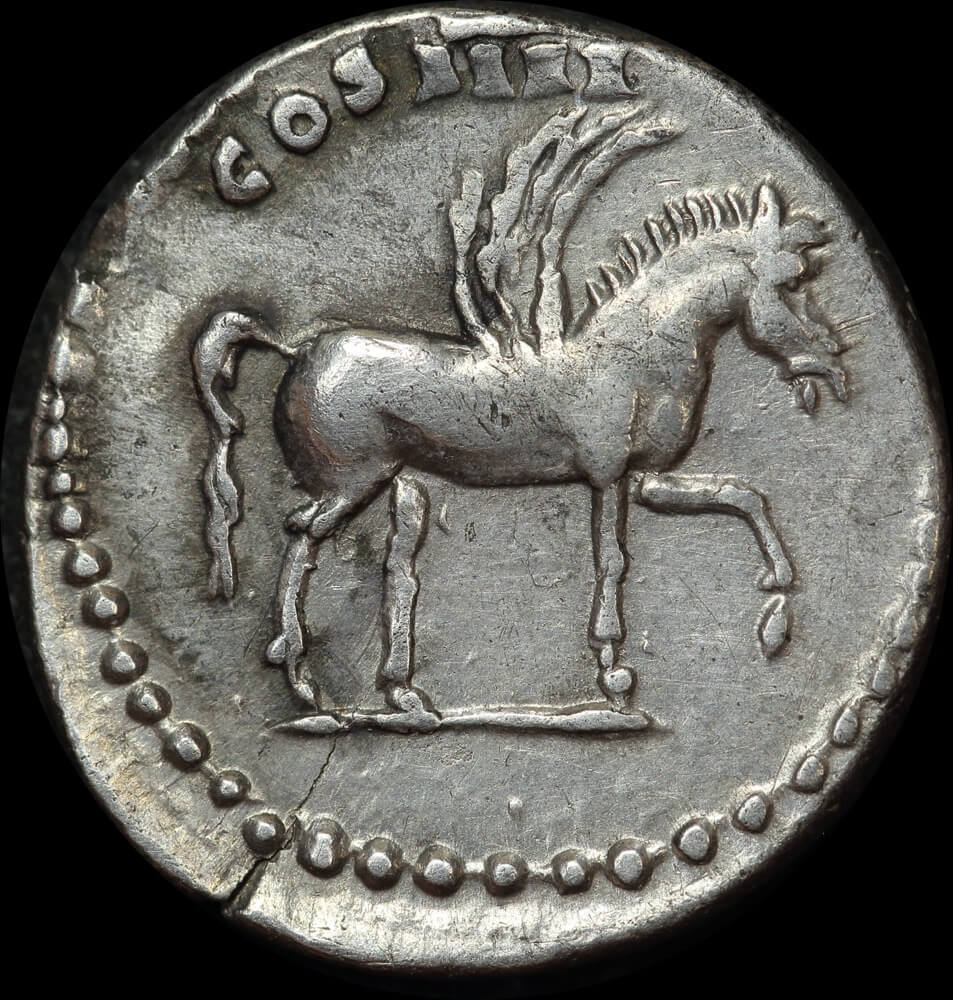 Ancient Rome (Imperial)  69 ~ 81 AD Domitian Silver Denarius Pegasus  RIC II 921 good VF