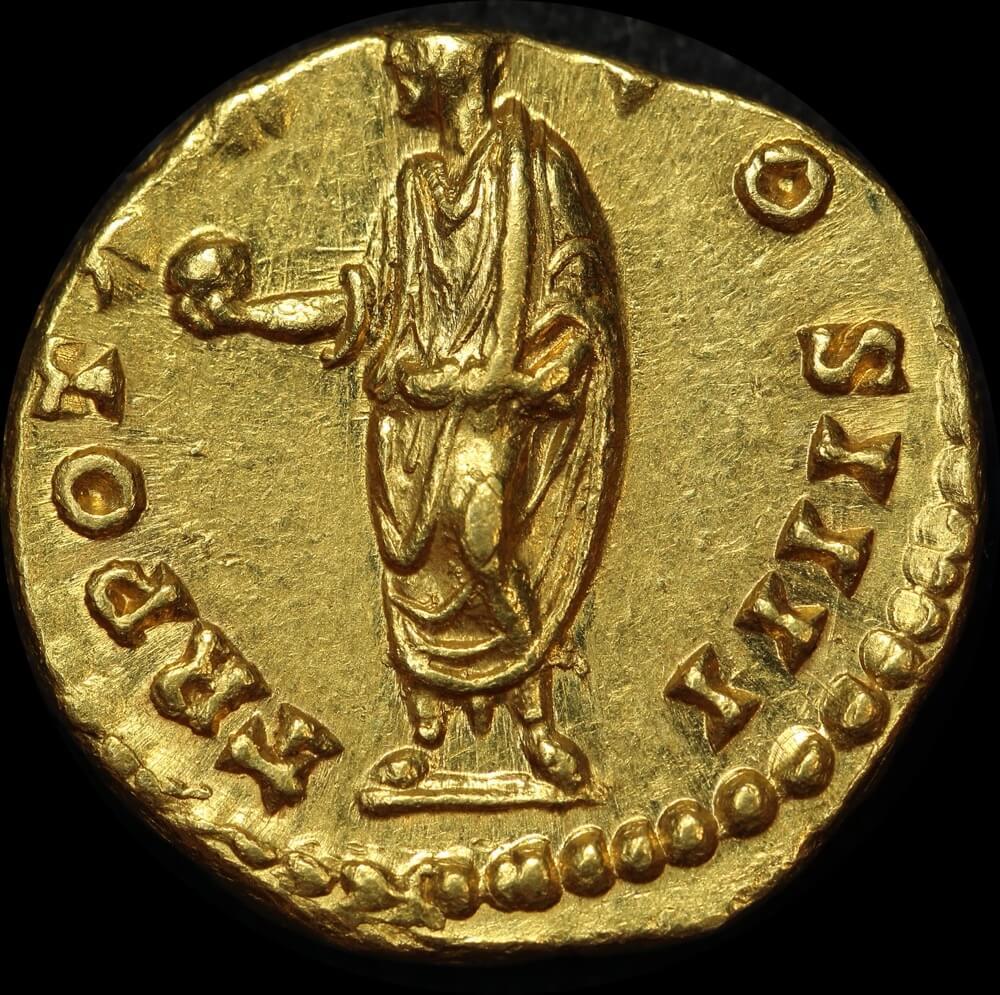 Ancient Rome (Imperial)  138 ~ 161 AD Antoninus Pius Gold Aureus Globe  RIC 256a good VF