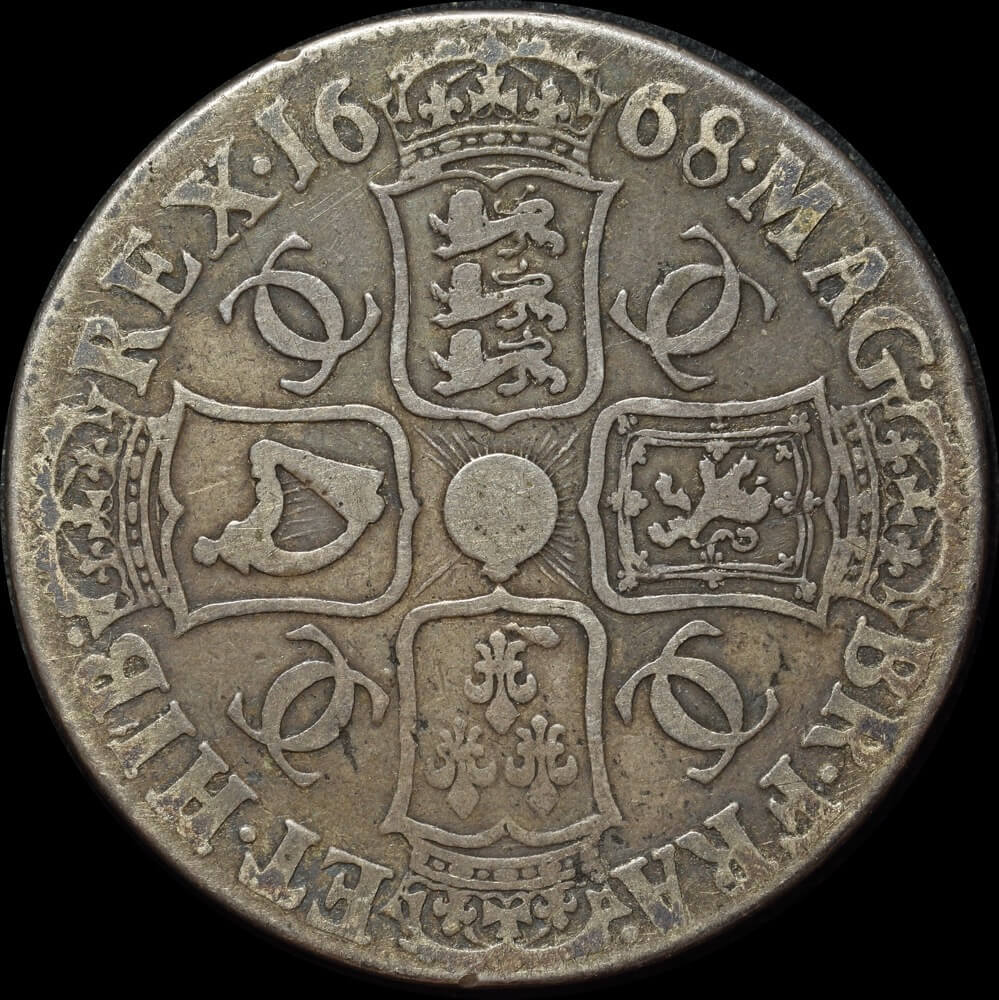 1668 Silver Crown Charles II VICESIMO S#3357 Very Good