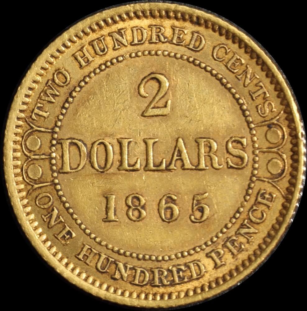 Canada (Newfoundland) 1865 Gold 2 Dollars KM# 5 about EF product image