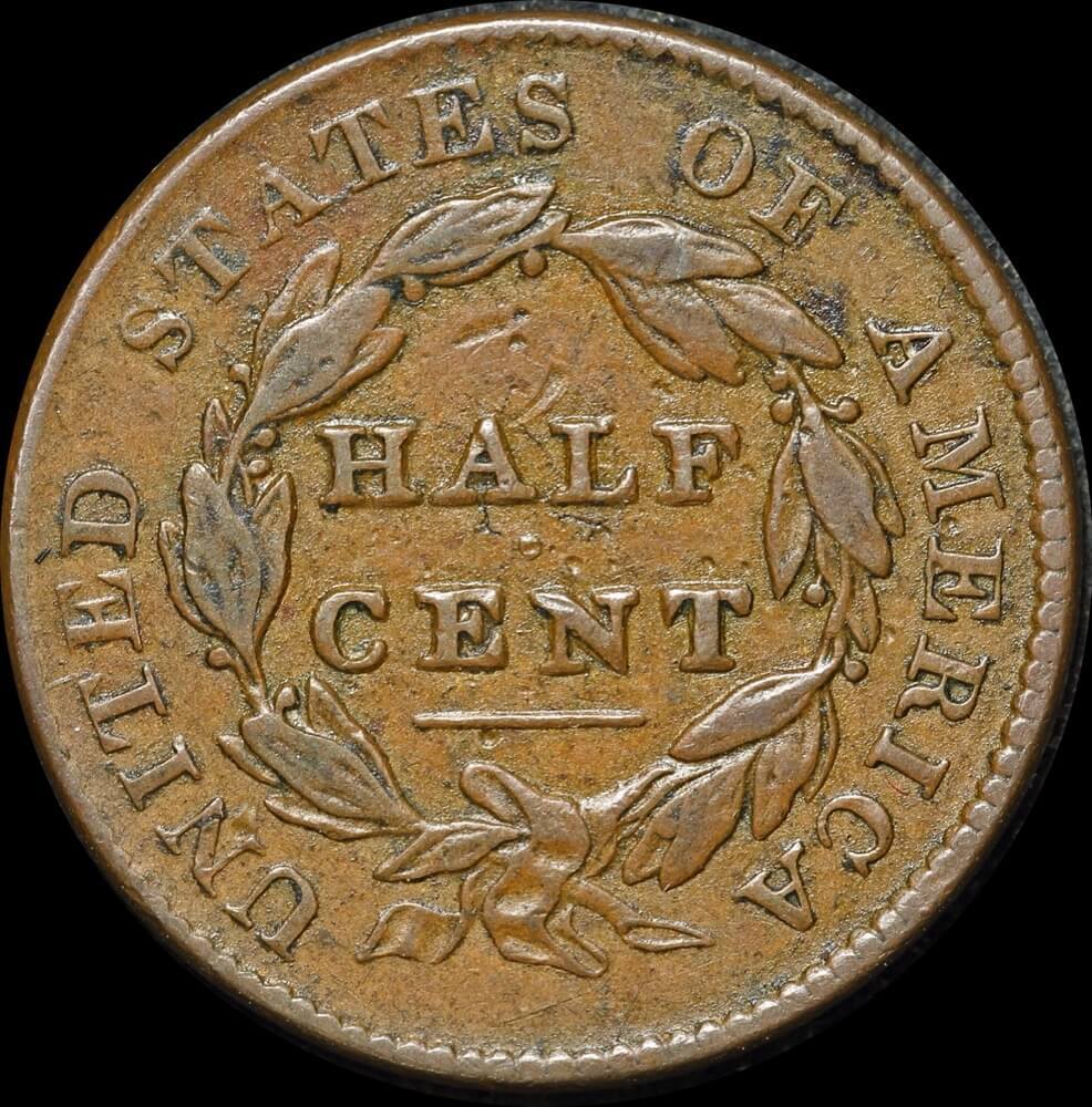 United States 1828 Copper Half Cent KM# 41 Very Fine product image