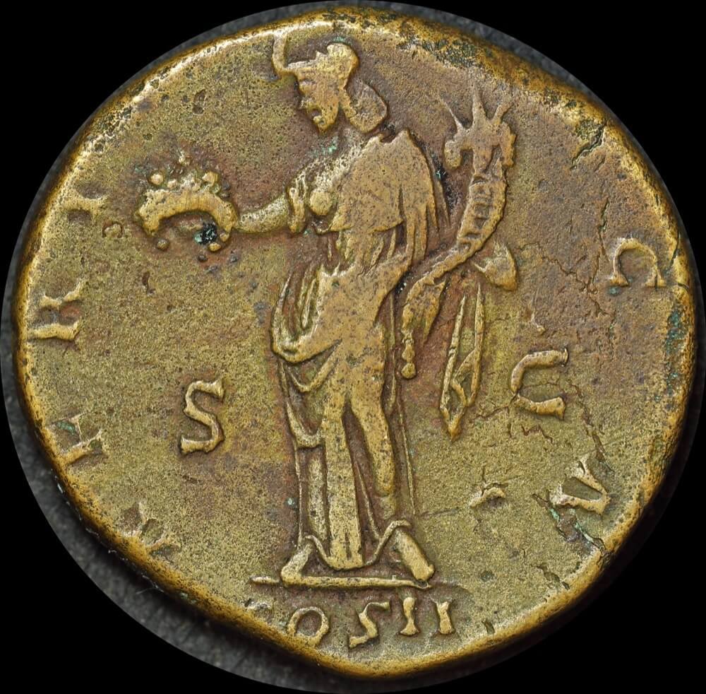 Ancient Rome (Imperial)  139 AD Antoninus Pius Bronze Sestertius Africa  RIC III 574 Very Fine