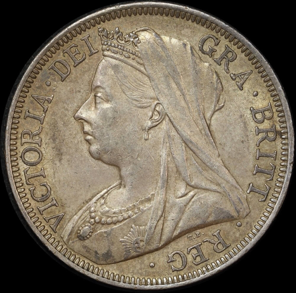 1900 Silver Halfcrown Victoria S#3938 good EF product image