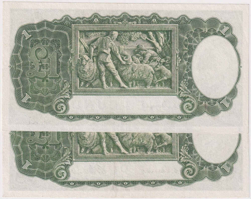 1949 One Pound Consecutive Pair Coombs/Watt R31 good VF product image