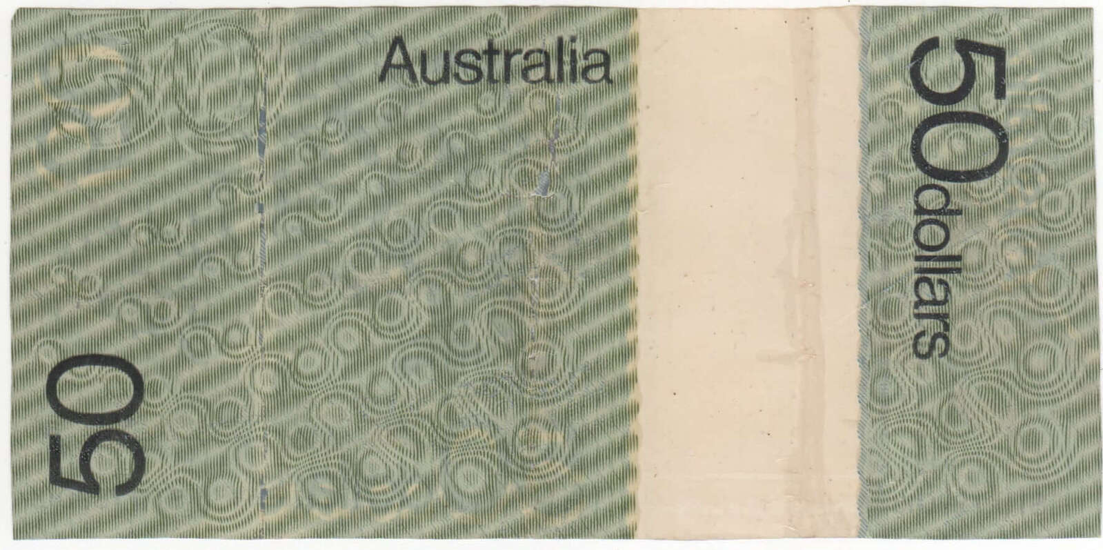 Australia 1975 Fifty Dollar Polymer Test Note Mark 1 Fine STU 789018