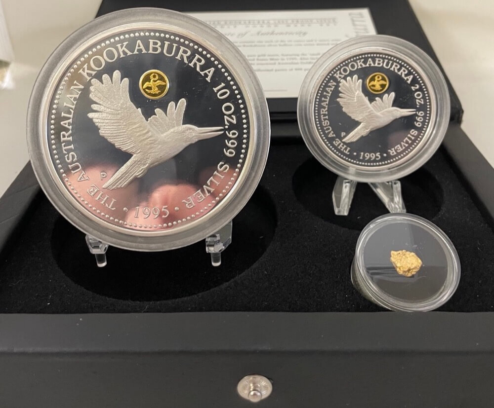 1995 Silver Proof Two Coin Set (10oz 2oz) Golden Eagle with Nugget product image
