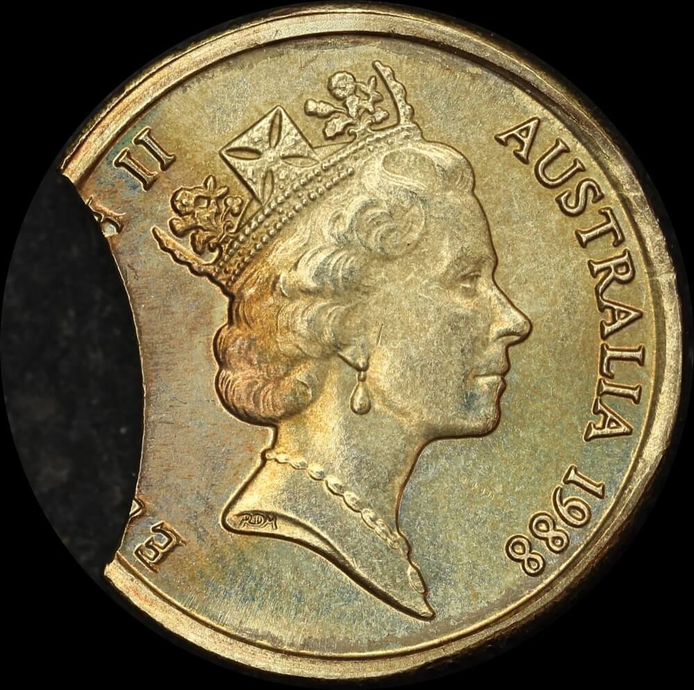 1988 2 Dollar Curved Clipped Planchet Error Coin Choice Unc