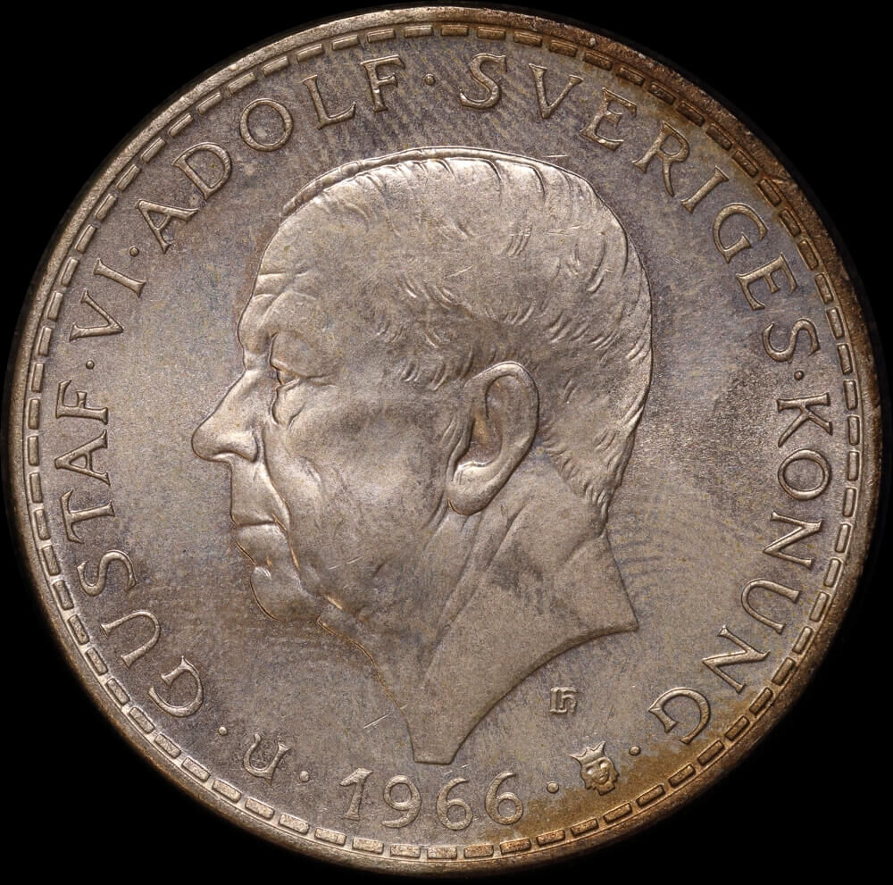 Sweden 1966 Silver 5 Kronor KM# 839 Uncirculated product image