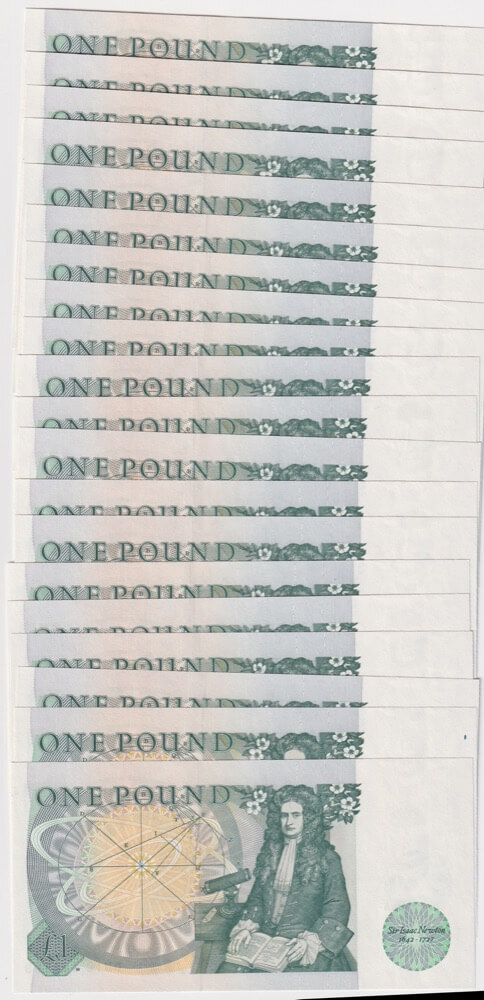 Great Britain 1981 1 Pound Consecutive Run of 20 P# 377b Uncirculated product image