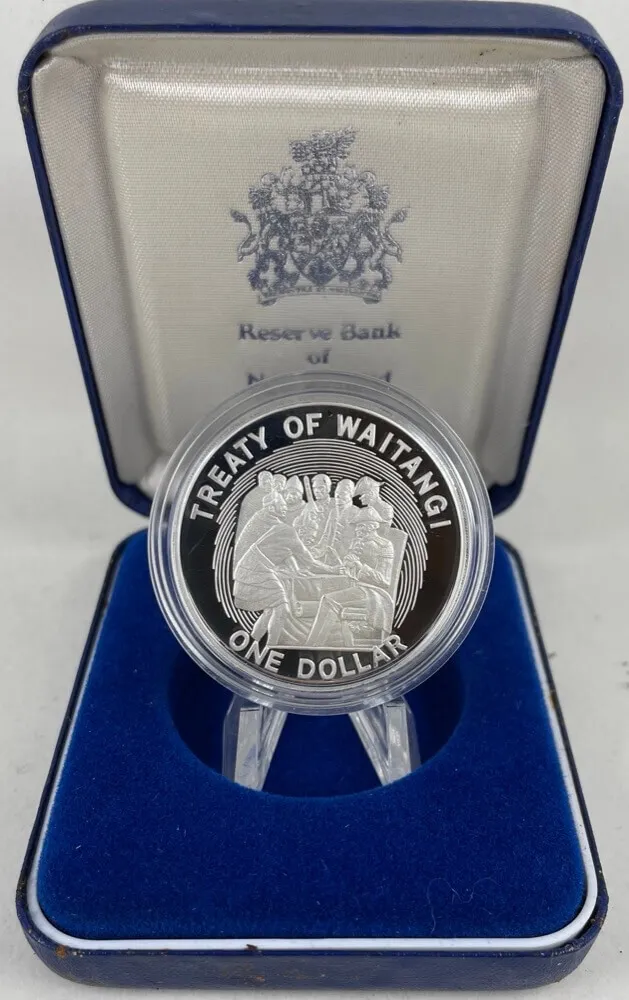 New Zealand 1990 Silver 1 Dollar Proof Coin - Treaty of Waitangi product image