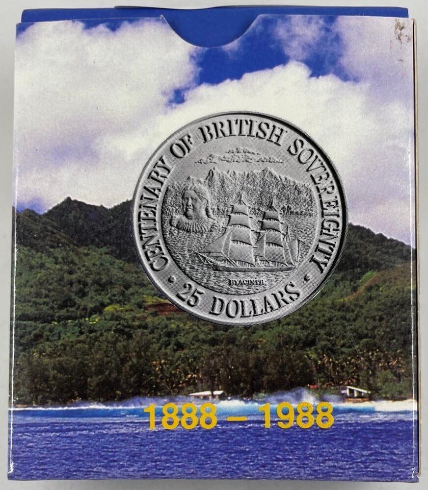 Cook Islands 1988 Silver 25 Dollar Proof Coin Centenary British Sovereignty product image