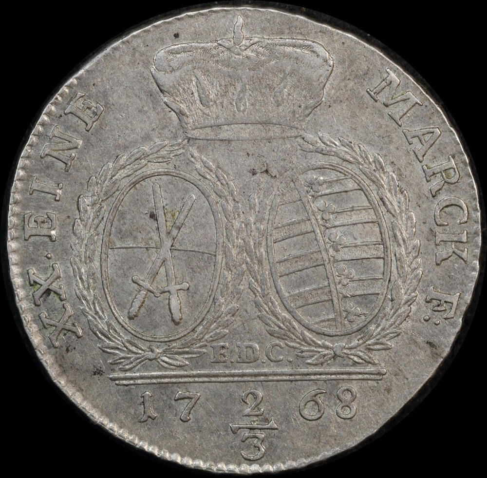 German States (Saxony) 1768-BDC Silver 2/3 Thaler KM# 981 Extremely Fine product image