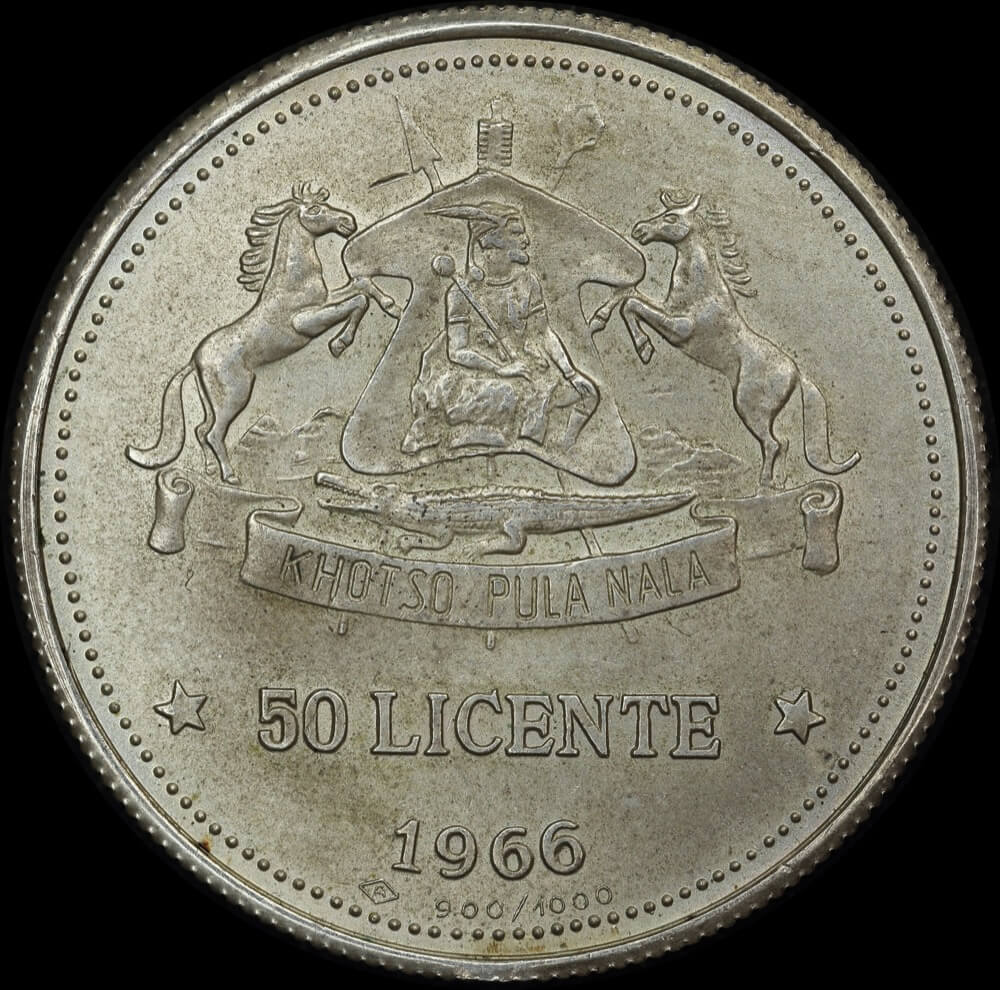 Lesotho 1966 Silver 50 Licente KM# 4.3 Uncirculated product image