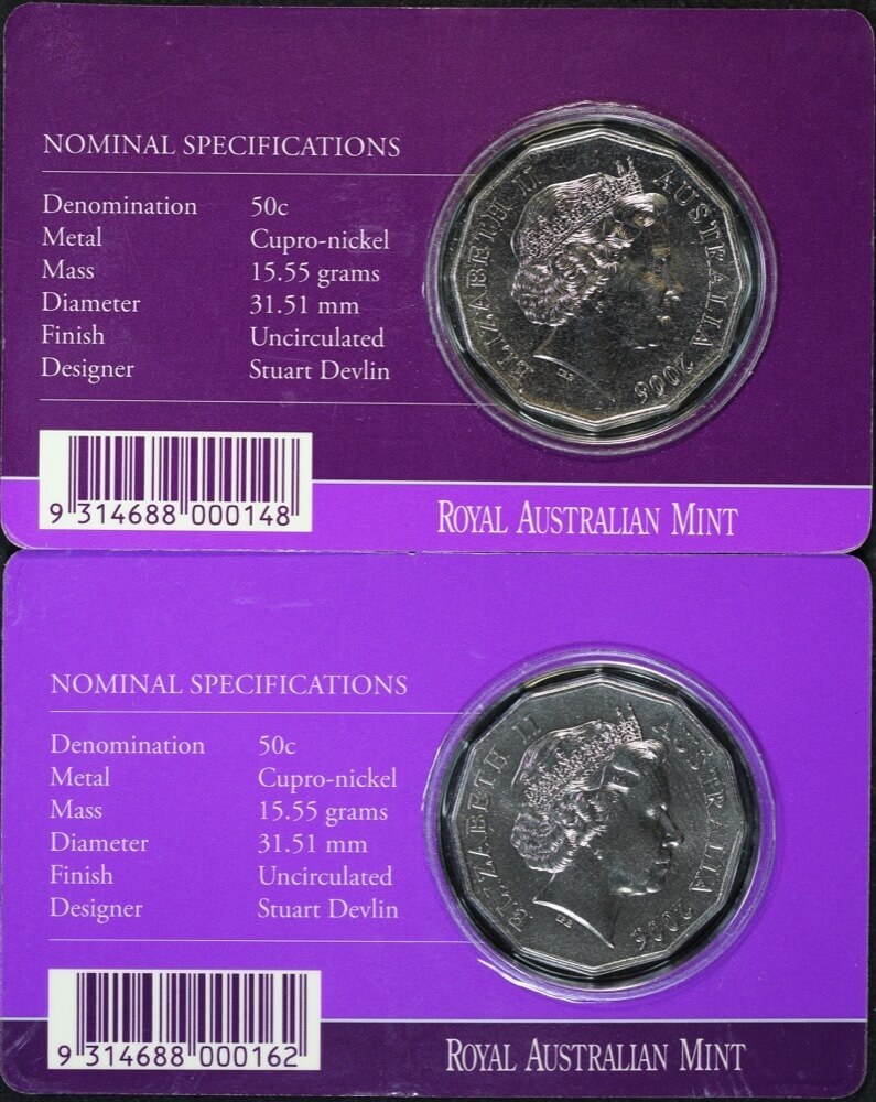 2006 50 Cent Unc Pair - Queen's 80th Birthday and Royal Visit